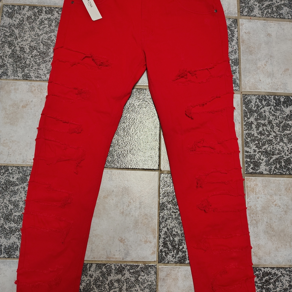 Stylish Red Distressed men Jeans